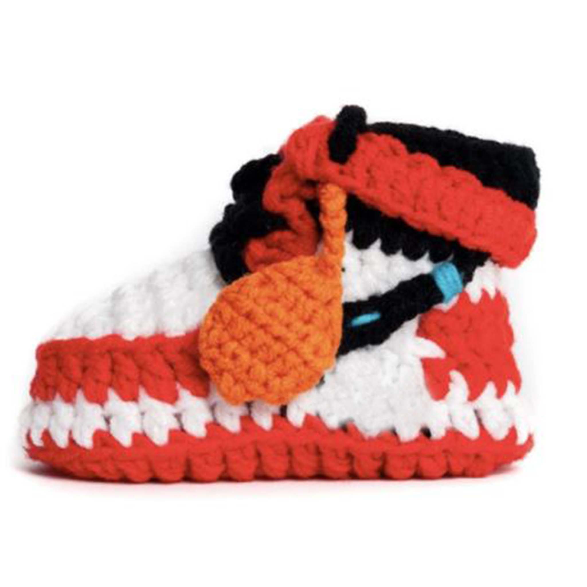 Off white red crochet booties